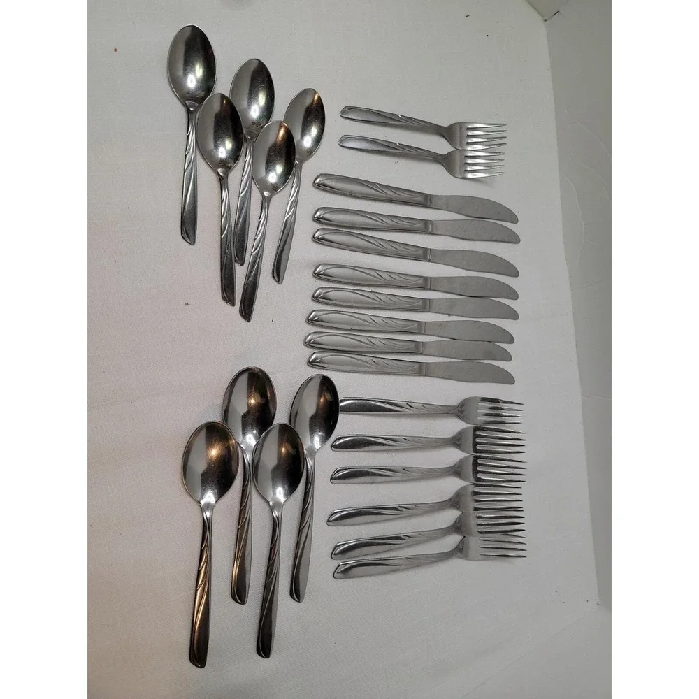 Silco USA Vintage Mid Century Stainless Flatware Wavy Pattern IN125 Lot Of 25